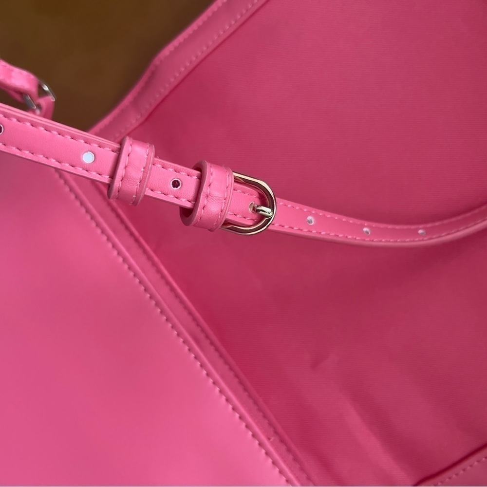 A New Day Pink Basket Weave Woven Barbie Crossbody Shoulder Bag Purse - Picture 9 of 11